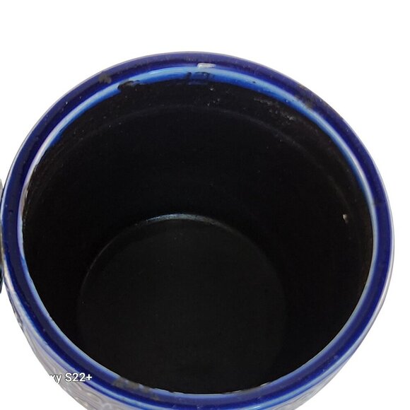 Blue Mediterranean Bell Ceramic Planter Decorative Set Of 2 Fits 4 Inch Pots Ind - Picture 4 of 9